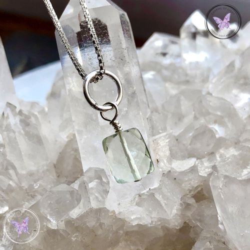 Faceted Prasiolite Silver Pendant Necklace